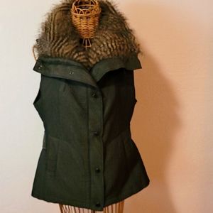 YANSI FUGEL Faux Fur Quilted Vest, L